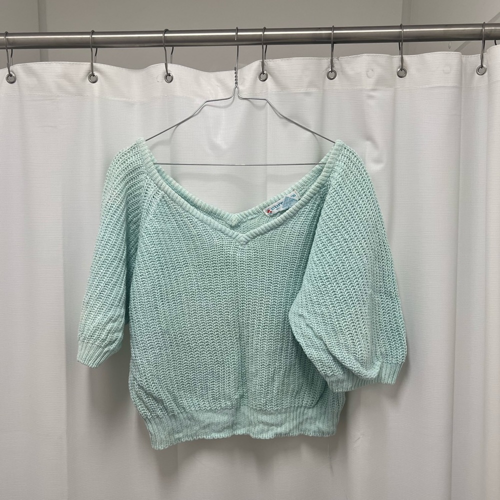 Vintage Mint Green cropped Knit top